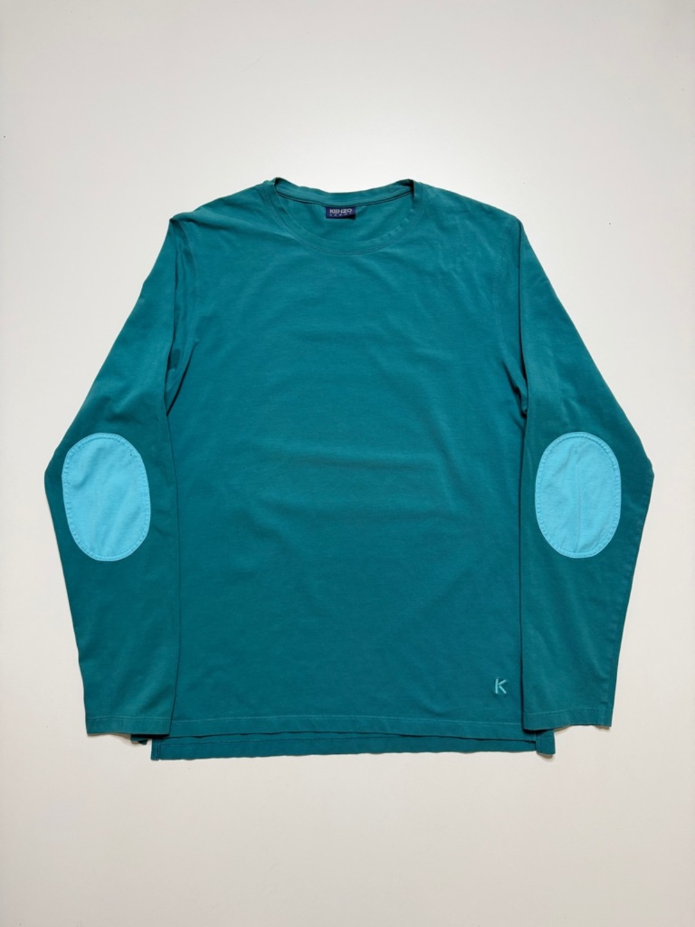 Kenzo Homme Elbow Patch Long Sleeve T-Shirt Mens Large Teal